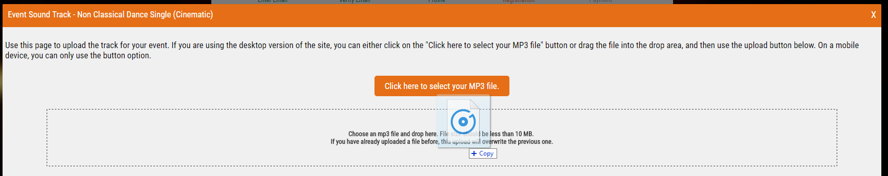 Sound Track screen